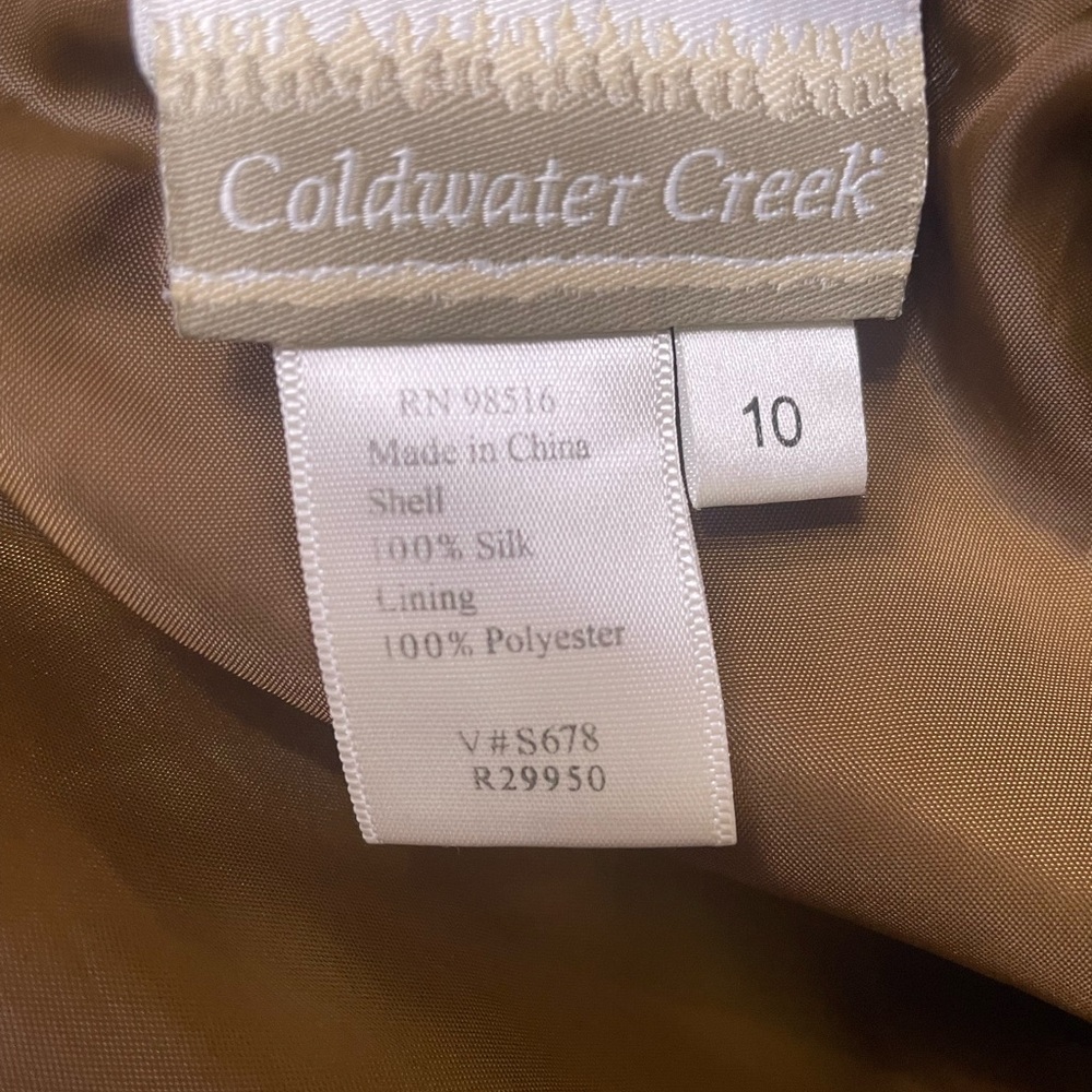 Coldwater Creek Brown Embroidered 100% Silk Top - image 3